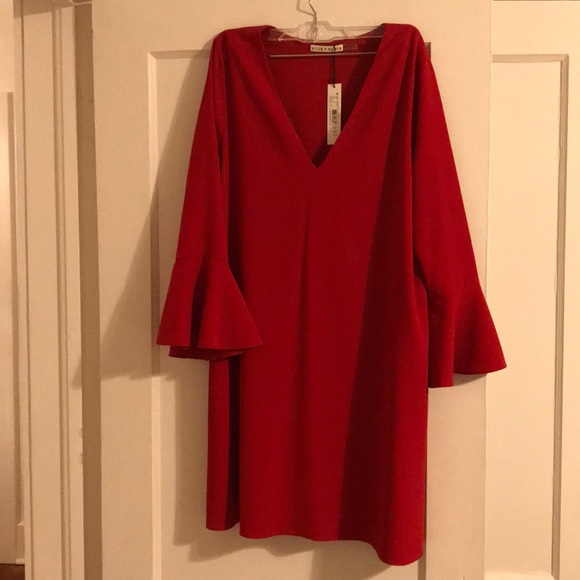NWT Alice + Olivia Tameika Trumpet-Sleeve Dress sz. 8 - Picture 2 of 4